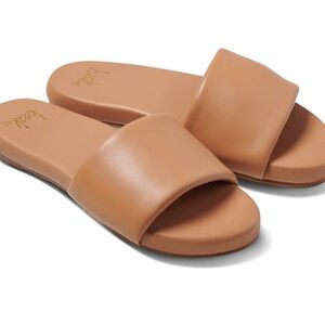 Beek Tan Leather Slide Sandals with Wide Strap